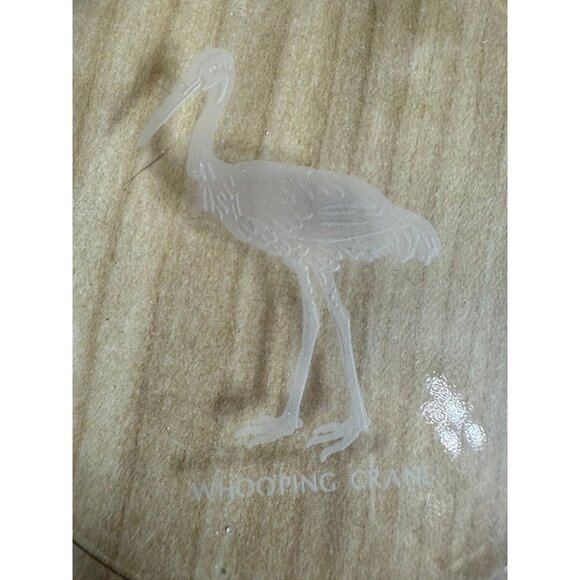 Vintage Etched Glass Plate – Whooping Crane Design - Picture 2 of 7